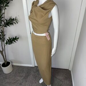 MICAS Ribbed Knit Two-Piece‎ Set Sleeveless Crop Top Maxi Skirt Size M